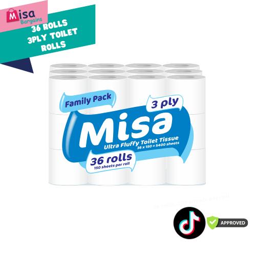 144 Rolls Misa Premium 3-Ply Toilet Paper Rolls - 36 Pack*4 144 Rolls Misa Premium 3-Ply Toilet Paper Rolls - 36 Pack*4